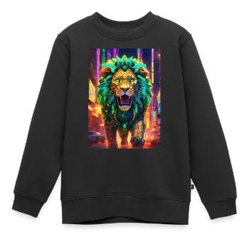 Löwe aus der Zukunft - Kinder Premium Organic Sweatshirt - Schwarz - Vorne - AI Model Kid Female (0cm)