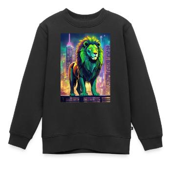 Löwe Digital - Kinder Premium Organic Sweatshirt - Schwarz - Vorne - AI Model Kid Female (0cm)