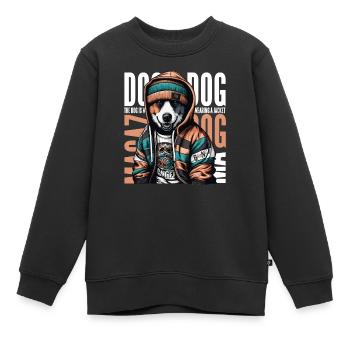 URBAN CHIC: HUND UMARMT DAS STADTLEBEN MIT STIL - Kinder Premium Organic Sweatshirt - Schwarz - Vorne - AI Model Kid Female (0cm)