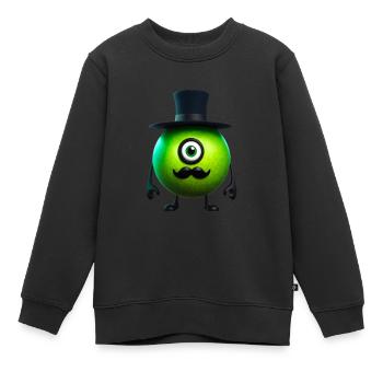 créature verte Mr Green - Sweat Premium enfant bio - noir - Devant - AI Model Kid Female (0cm)