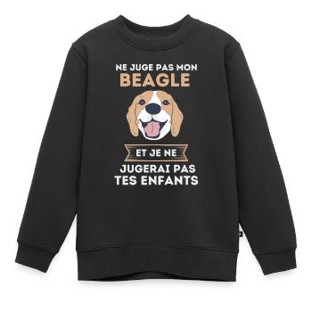 Ne juge pas mon beagle - Sweat Premium enfant bio - noir - Devant - AI Model Kid Female (0cm)