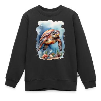 Meers Schildkröte unter Wasser - Kinder Premium Organic Sweatshirt - Schwarz - Vorne - AI Model Kid Female (0cm)