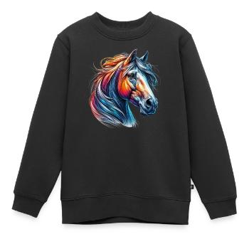 Pferd - Kinder Premium Organic Sweatshirt - Schwarz - Vorne - AI Model Kid Female (0cm)