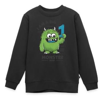 Drôle de monstre pour le 1er anniversaire Dicton drôle - Sweat Premium enfant bio - noir - Devant - AI Model Kid Female (0cm)