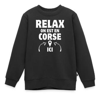 relax, Corse, île de beauté - Sweat Premium enfant bio - noir - Devant - AI Model Kid Female (0cm)