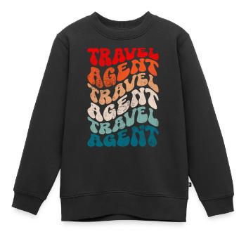 Retro Travel agent - Kinder Premium Organic Sweatshirt - Schwarz - Vorne - AI Model Kid Female (0cm)