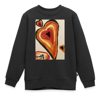 Cœur chaleureux - Sweat Premium enfant bio - noir - Devant - AI Model Kid Female (0cm)