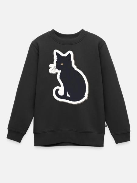 Katze Silhouette - Kinder Premium Organic Sweatshirt - Schwarz