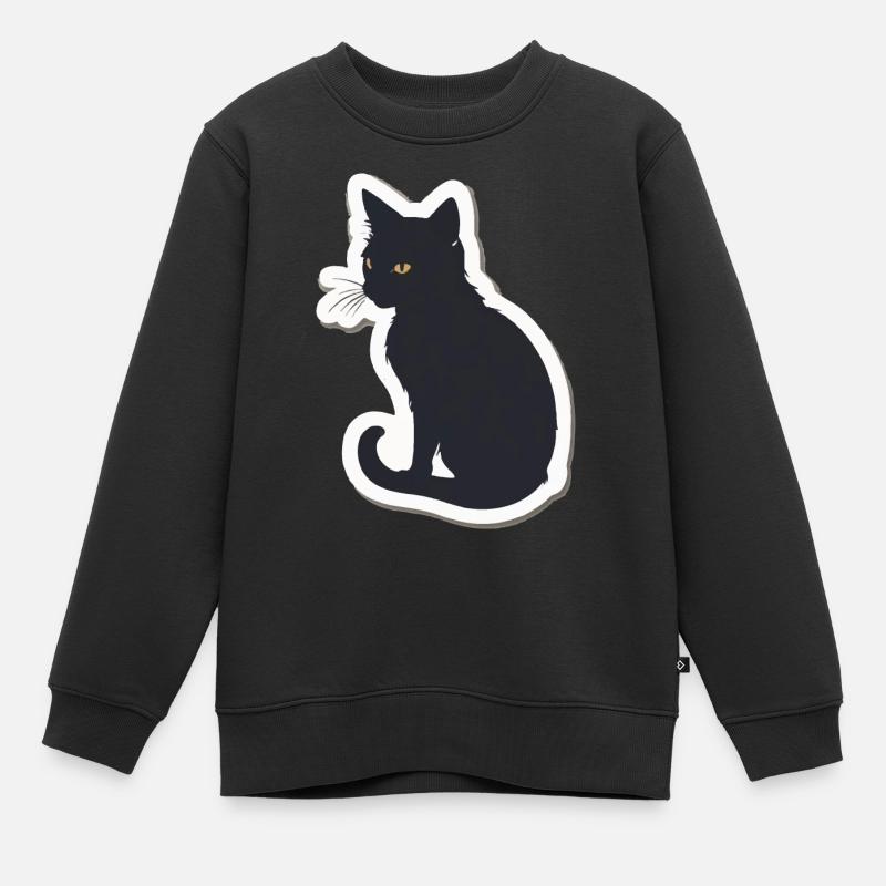 Katze Silhouette - Kinder Premium Organic Sweatshirt - Schwarz