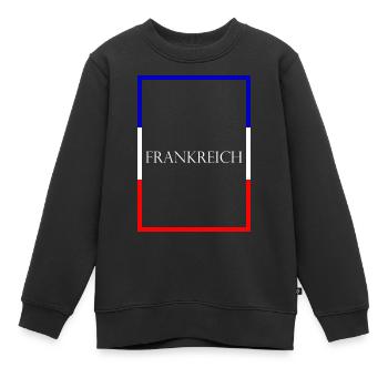 France France, Lettrage de déclaration avec drapeau - Sweat Premium enfant bio - noir - Devant - AI Model Kid Female (0cm)
