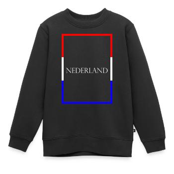 Pays-Bas Neterland, Drapeau de lettrage de déclaration - Sweat Premium enfant bio - noir - Devant - AI Model Kid Female (0cm)