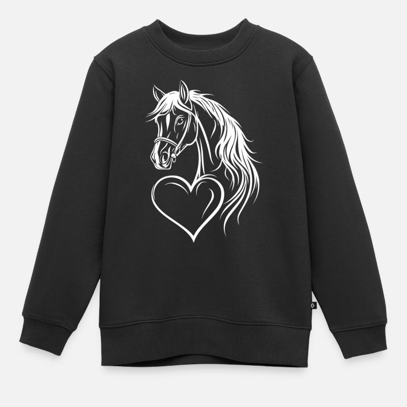 Cœur de cheval - Sweat Premium enfant bio - noir