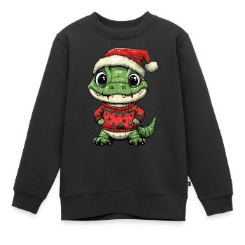 Alligator Weihnachten - Kinder Premium Organic Sweatshirt - Schwarz - Vorne - AI Model Kid Female (0cm)