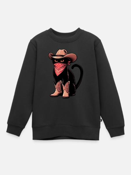 Chat cowboy - Sweat Premium enfant bio - noir
