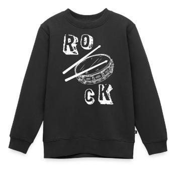 Musique - ROCK - Batterie - Batterie - Percussion - Sweat Premium enfant bio - noir - Devant - AI Model Kid Female (0cm)