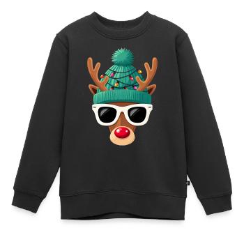 Weihnachts Rentier mit roter Nase - Kinder Premium Organic Sweatshirt - Schwarz - Vorne - AI Model Kid Female (0cm)