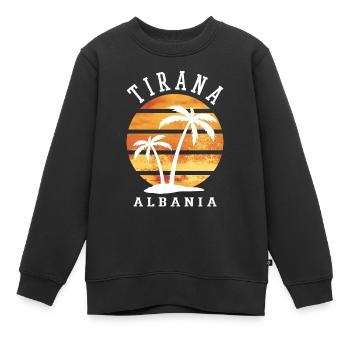 Tirana Tirane Albanie Été Palmiers Plage Mer - Sweat Premium enfant bio - noir - Devant - AI Model Kid Female (0cm)
