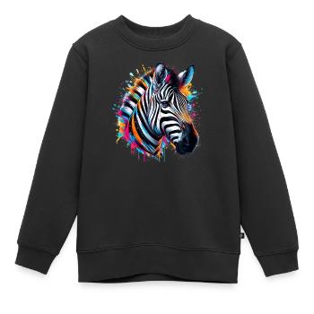 Zèbre - Sweat Premium enfant bio - noir - Devant - AI Model Kid Female (0cm)