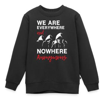 Nous sommes partout et nulle part Anonyme - Sweat Premium enfant bio - noir - Devant - AI Model Kid Female (0cm)