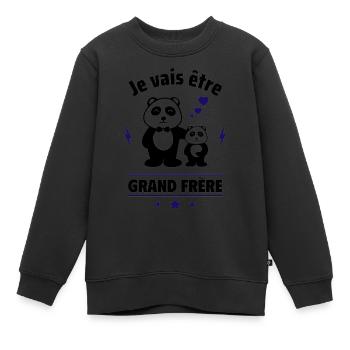 je vais être grand frère,annonce grossesse,humour - Sweat Premium enfant bio - noir - Devant - AI Model Kid Female (0cm)