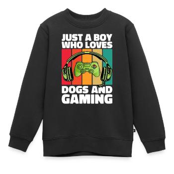Gamer et Chiens : Jeux Vidéo et Fidélité Canine - Sweat Premium enfant bio - noir - Devant - AI Model Kid Female (0cm)