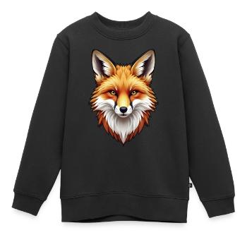 Fuchskopf in Farbe - Kinder Premium Organic Sweatshirt - Schwarz - Vorne - AI Model Kid Female (0cm)