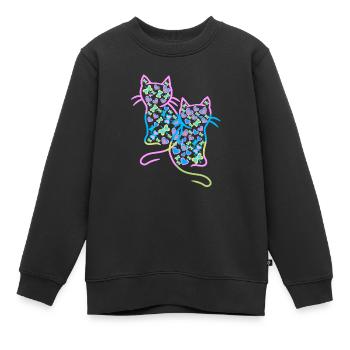 Chat Chats Enfant Enfants - Sweat Premium enfant bio - noir - Devant - AI Model Kid Female (0cm)