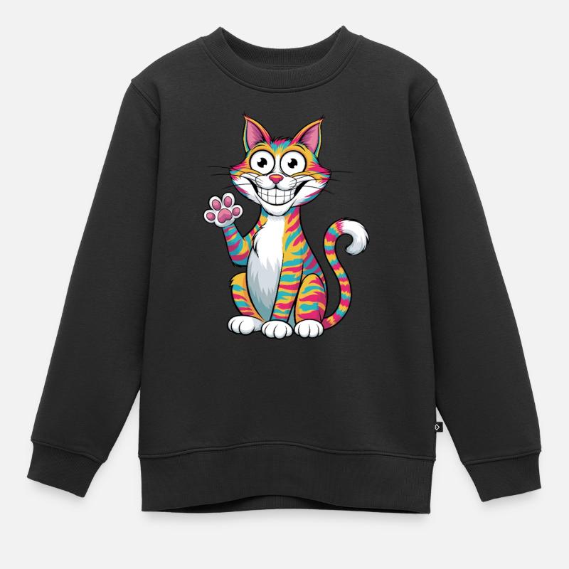 Chat qui agite la main - Sweat Premium enfant bio - noir