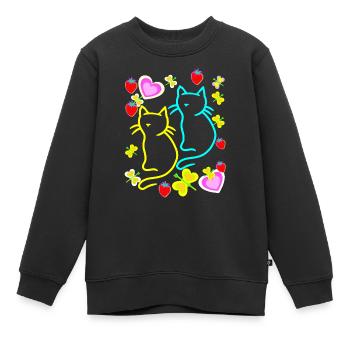 Sommer Katzen Katze Sommerzeit - Kinder Premium Organic Sweatshirt - Schwarz - Vorne - AI Model Kid Female (0cm)