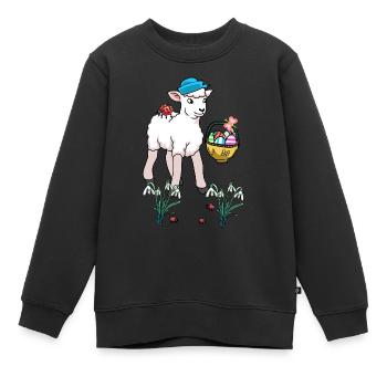 Mouton de Pâques Oeufs de Pâques Oeufs de Pâques Enfant Agneau de Pâques - Sweat Premium enfant bio - noir - Devant - AI Model Kid Female (0cm)