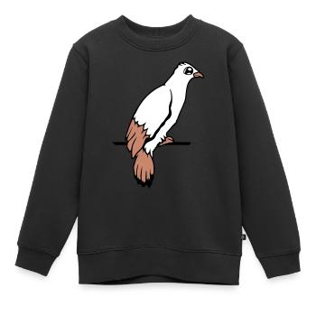 Vogel Rabe Taube sitzt Kabel Falke Adler Vögelchen - Kinder Premium Organic Sweatshirt - Schwarz - Vorne - AI Model Kid Female (0cm)