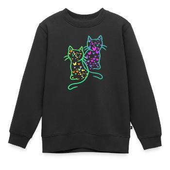 80er Retro Katzen Katze Teenie Schmetterlinge Kind - Kinder Premium Organic Sweatshirt - Schwarz - Vorne - AI Model Kid Female (0cm)