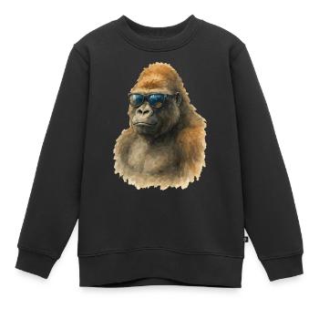gorilla aquarell - Kinder Premium Organic Sweatshirt - Schwarz - Vorne - AI Model Kid Female (0cm)