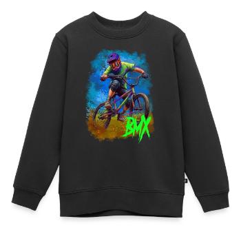 BMX - Sweat Premium enfant bio - noir - Devant - AI Model Kid Female (0cm)