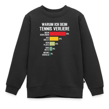 warum ich beim tennis verliere  - Kinder Premium Organic Sweatshirt - Schwarz - Vorne - AI Model Kid Female (0cm)