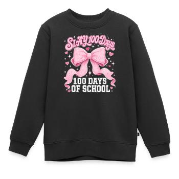 Slay 100 Tage Schule Pink Schleife Coquette - Kinder Premium Organic Sweatshirt - Schwarz - Vorne - AI Model Kid Female (0cm)