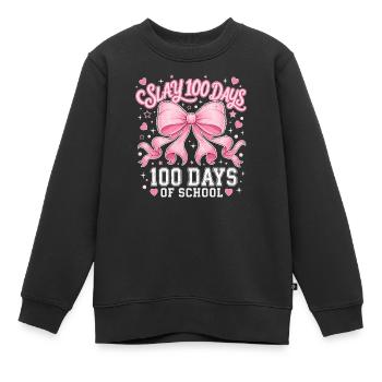 Pink Schleife Coquette 100 Tage Schule Y2K Trend - Kinder Premium Organic Sweatshirt - Schwarz - Vorne - AI Model Kid Female (0cm)