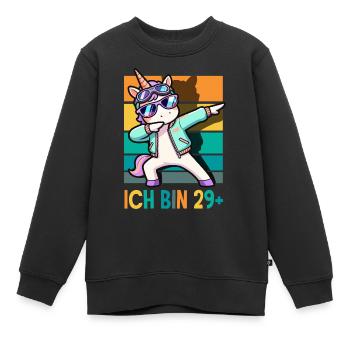 Ich Bin 29 Plus Einhorn Geburtstag - Kinder Premium Organic Sweatshirt - Schwarz - Vorne - AI Model Kid Female (0cm)