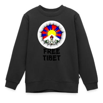 free tibet - Sweat Premium enfant bio - noir - Devant - AI Model Kid Female (0cm)