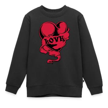 herz - Sweat Premium enfant bio - noir - Devant - AI Model Kid Female (0cm)