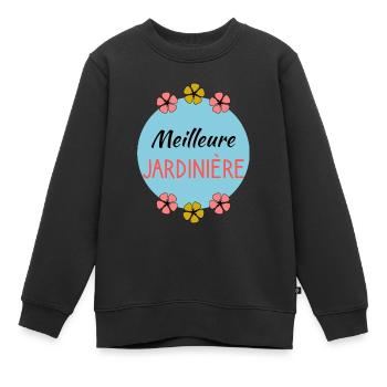 MEILLEURE JARDINIERE. JARDIN. JARDINIERE - Sweat Premium enfant bio - noir - Devant - AI Model Kid Female (0cm)