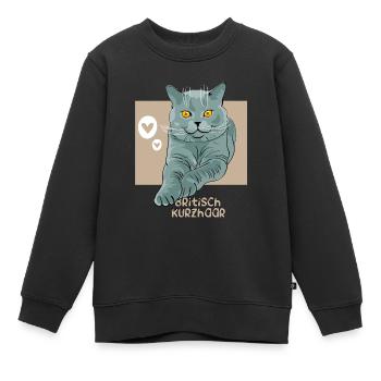britisch kurzhaar Katze - Kinder Premium Organic Sweatshirt - Schwarz - Vorne - AI Model Kid Female (0cm)