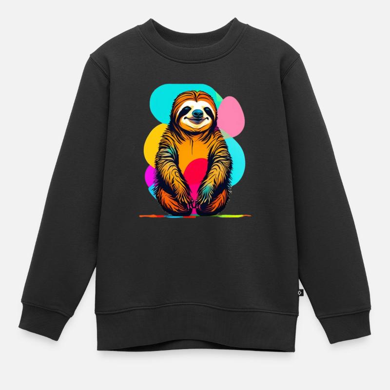 Faultier - Kinder Premium Organic Sweatshirt - Schwarz
