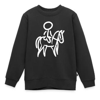 Cavalier sur Cavalier Minimalisme Minimaliste - Sweat Premium enfant bio - noir - Devant - AI Model Kid Female (0cm)
