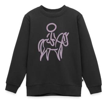 Cavalier sur Cavalier Minimalisme Minimaliste - Sweat Premium enfant bio - noir - Devant - AI Model Kid Female (0cm)