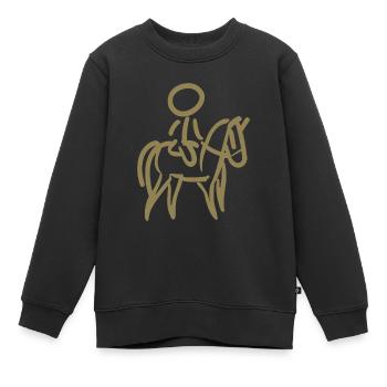 Cavalier sur Cavalier Minimalisme Minimaliste - Sweat Premium enfant bio - noir - Devant - AI Model Kid Female (0cm)