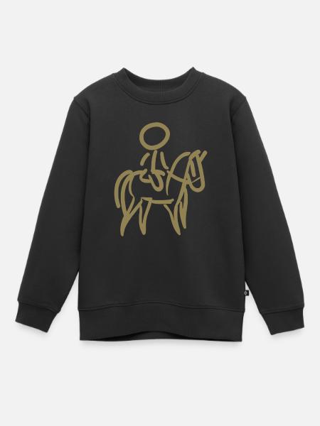 Reiterin auf Pferd Reiter Minimalist Minimalismus - Kinder Premium Organic Sweatshirt - Schwarz