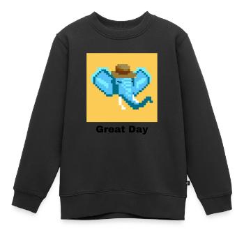 Grand jour éléphant - Sweat Premium enfant bio - noir - Devant - AI Model Kid Female (0cm)