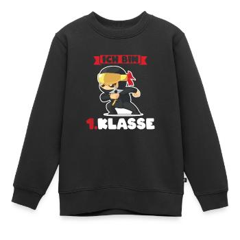 Ich bin 1.Klasse Schulanfang schulbeginn Geschenk - Kinder Premium Organic Sweatshirt - Schwarz - Vorne - AI Model Kid Female (0cm)
