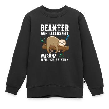 Beamter Faultier Beamte Geschenk - Kinder Premium Organic Sweatshirt - Schwarz - Vorne - AI Model Kid Female (0cm)